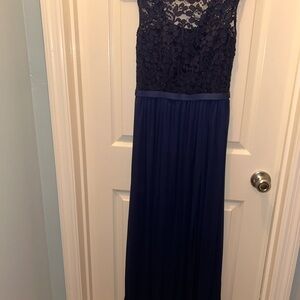David's Bridal Navy Lace Maxi Dress
